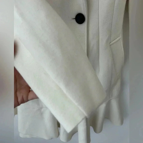 BCBG Maxazria wool Ivory Talia Pea Coat peplum Size XS - Picture 6 of 14